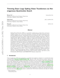 Trimming Down Large Spiking Vision Transformers via Heterogeneous
  Quantization Search