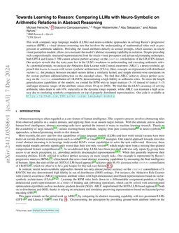 Towards Learning to Reason: Comparing LLMs with Neuro-Symbolic on
  Arithmetic Relations in Abstract Reasoning
