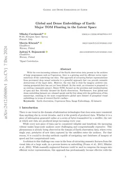 Global and Dense Embeddings of Earth: Major TOM Floating in the Latent
  Space