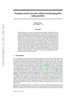 Training neural networks without backpropagation using particles