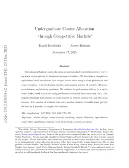 Undergraduate Course Allocation through Competitive Markets