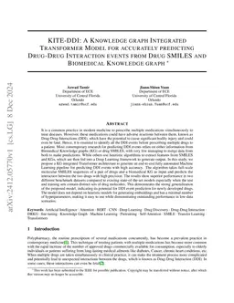 KITE-DDI: A Knowledge graph Integrated Transformer Model for accurately
  predicting Drug-Drug Interaction Events from Drug SMILES and Biomedical
  Knowledge Graph
