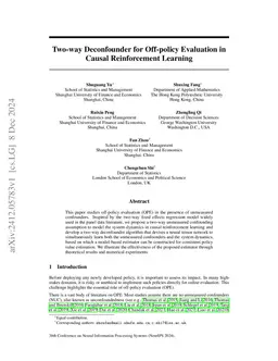 Two-way Deconfounder for Off-policy Evaluation in Causal Reinforcement
  Learning
