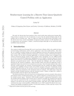 Reinforcement Learning for a Discrete-Time Linear-Quadratic Control Problem with an Application