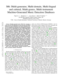 M6: Multi-generator, Multi-domain, Multi-lingual and cultural, Multi-genres, Multi-instrument Machine-Generated Music Detection Databases