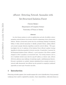 siForest: Detecting Network Anomalies with Set-Structured Isolation
  Forest