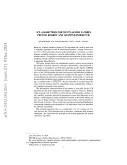 UCB algorithms for multi-armed bandits: Precise regret and adaptive
  inference