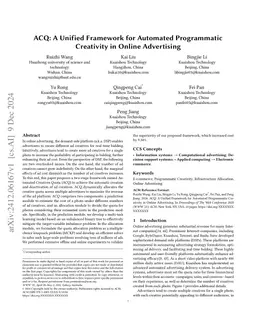 ACQ: A Unified Framework for Automated Programmatic Creativity in Online
  Advertising