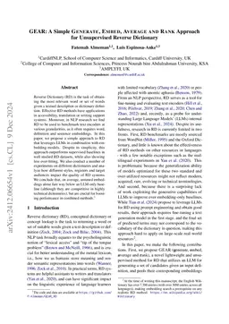 GEAR: A Simple GENERATE, EMBED, AVERAGE AND RANK Approach for
  Unsupervised Reverse Dictionary