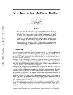 Impact of Privacy Parameters on Deep Learning Models for Image
  Classification