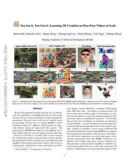 You See it, You Got it: Learning 3D Creation on Pose-Free Videos at Scale