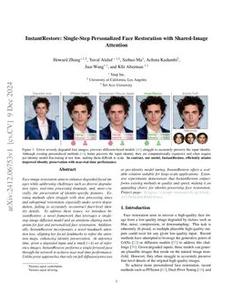 InstantRestore: Single-Step Personalized Face Restoration with
  Shared-Image Attention