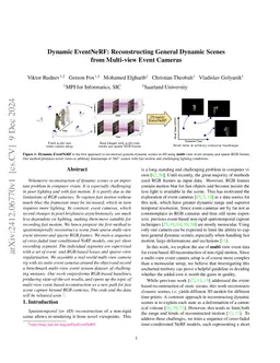 Dynamic EventNeRF: Reconstructing General Dynamic Scenes from Multi-view RGB and Event Streams