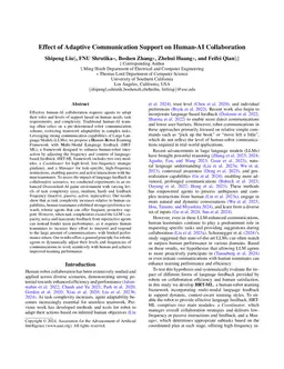 Effect of Adaptive Communication Support on LLM-powered Human-Robot Collaboration