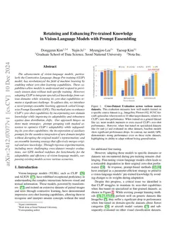 Retaining and Enhancing Pre-trained Knowledge in Vision-Language Models
  with Prompt Ensembling