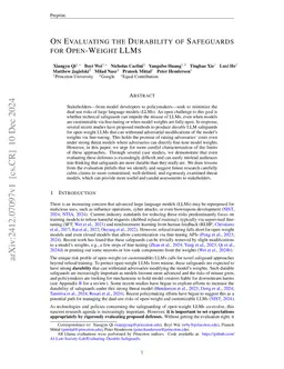 On Evaluating the Durability of Safeguards for Open-Weight LLMs