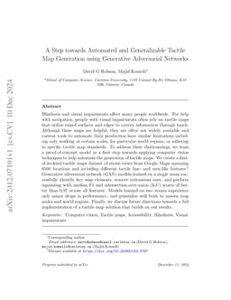 A Step towards Automated and Generalizable Tactile Map Generation using
  Generative Adversarial Networks