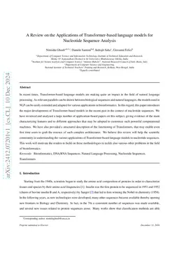 A Review on the Applications of Transformer-based language models for
  Nucleotide Sequence Analysis