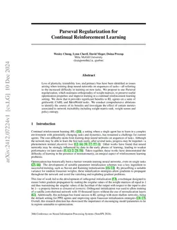Parseval Regularization for Continual Reinforcement Learning