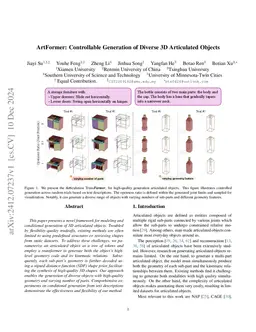ArtFormer: Controllable Generation of Diverse 3D Articulated Objects