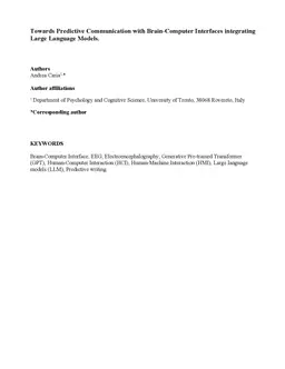 Towards Predictive Communication with Brain-Computer Interfaces integrating Large Language Models