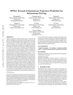 ITPNet: Towards Instantaneous Trajectory Prediction for Autonomous
  Driving