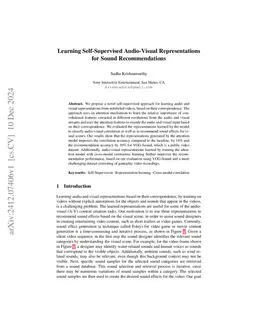Learning Self-Supervised Audio-Visual Representations for Sound
  Recommendations