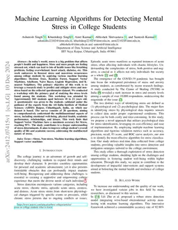 Machine Learning Algorithms for Detecting Mental Stress in College
  Students