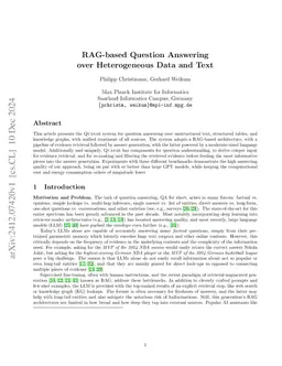 RAG-based Question Answering over Heterogeneous Data and Text