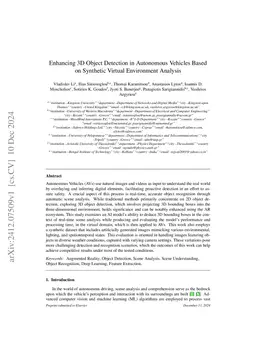 Enhancing 3D Object Detection in Autonomous Vehicles Based on Synthetic
  Virtual Environment Analysis