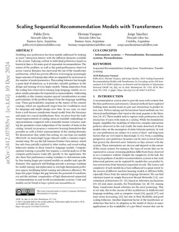 Scaling Sequential Recommendation Models with Transformers