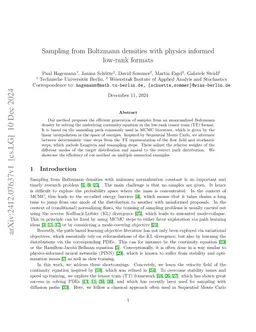 Sampling from Boltzmann densities with physics informed low-rank formats