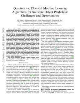 Quantum vs. Classical Machine Learning Algorithms for Software Defect
  Prediction: Challenges and Opportunities