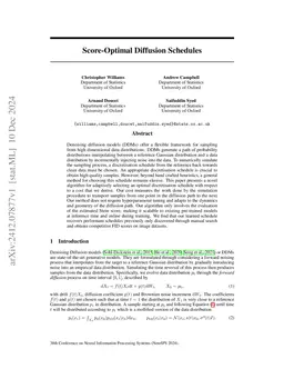 Score-Optimal Diffusion Schedules