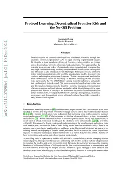 Protocol Learning, Decentralized Frontier Risk and the No-Off Problem
