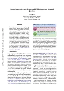 Asking Again and Again: Exploring LLM Robustness to Repeated Questions