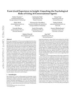 From Lived Experience to Insight: Unpacking the Psychological Risks of Using AI Conversational Agents