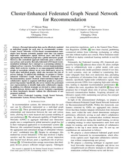 Cluster-Enhanced Federated Graph Neural Network for Recommendation