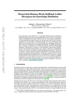 Wasserstein Distance Rivals Kullback-Leibler Divergence for Knowledge
  Distillation