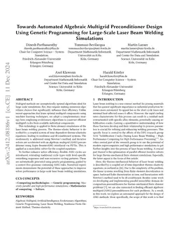 Towards Automated Algebraic Multigrid Preconditioner Design Using
  Genetic Programming for Large-Scale Laser Beam Welding Simulations