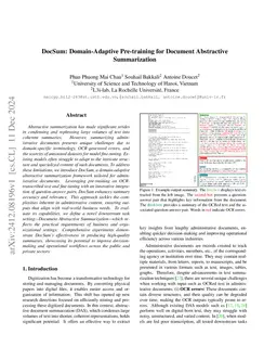 DocSum: Domain-Adaptive Pre-training for Document Abstractive
  Summarization