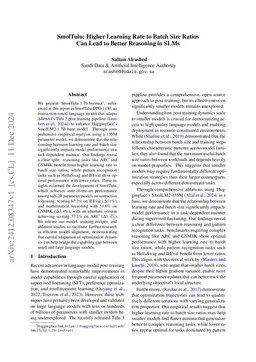 SmolTulu: Higher Learning Rate to Batch Size Ratios Can Lead to Better
  Reasoning in SLMs