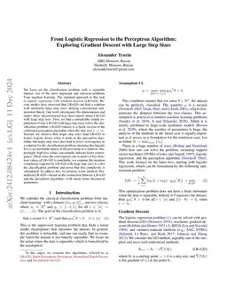 From Logistic Regression to the Perceptron Algorithm: Exploring Gradient
  Descent with Large Step Sizes