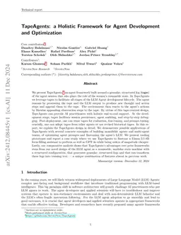 TapeAgents: a Holistic Framework for Agent Development and Optimization