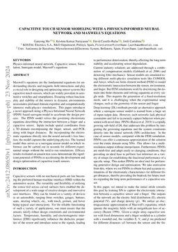 Capacitive Touch Sensor Modeling With a Physics-informed Neural Network
  and Maxwell's Equations