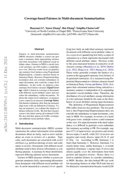 Coverage-based Fairness in Multi-document Summarization