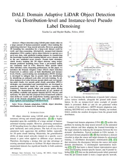 DALI: Domain Adaptive LiDAR Object Detection via Distribution-level and
  Instance-level Pseudo Label Denoising
