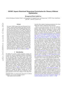 SMMF: Square-Matricized Momentum Factorization for Memory-Efficient
  Optimization