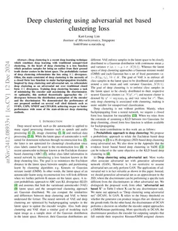 Deep clustering using adversarial net based clustering loss