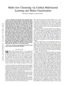Multi-view Clustering via Unified Multi-kernel Learning and Matrix
  Factorization